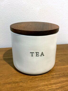 Hearth & Hand with Magnolia Stoneware TEA CANISTER and Wood Lid New 2022